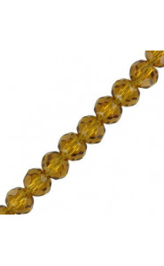 Faceted glass rondelle beads 6x4mm Topaz pearl shine coating